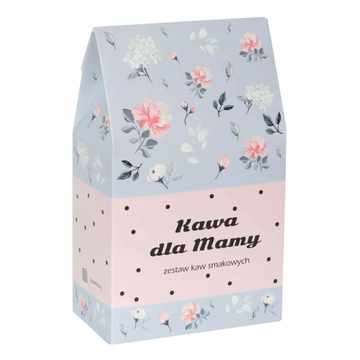 BOX PUDEŁKO KOSZ PREZENTOWY UPOMINKOWY DLA MAMY TEŚCIOWEJ - MIX 10 SMAKÓW KAW I 10 SMAKÓW HERBAT SYPANYCH + ZAPARZACZ - PREZENT UPOMINEK NA DZIEŃ MATKI