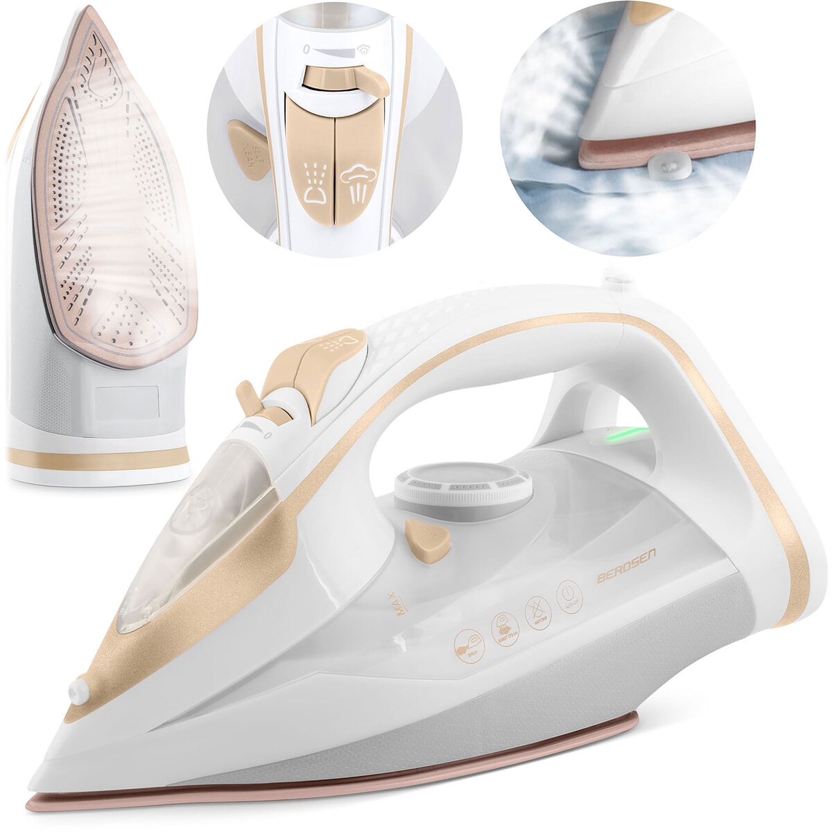 Żelazko parowe 3000W ceramiczna powłoka praca w pionie Berdsen 333000