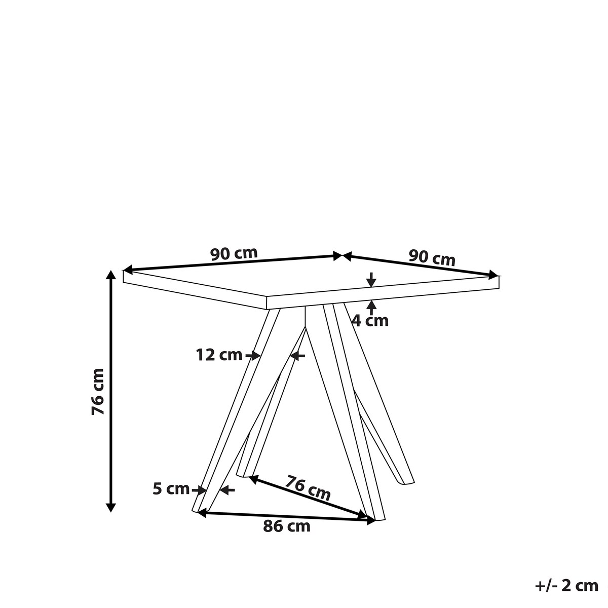 Stół ogrodowy OLBIA 90 cm 90 cm Beton Szary