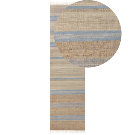 Dywan z juty 80 x 300 cm beżowo-niebieski TALPUR