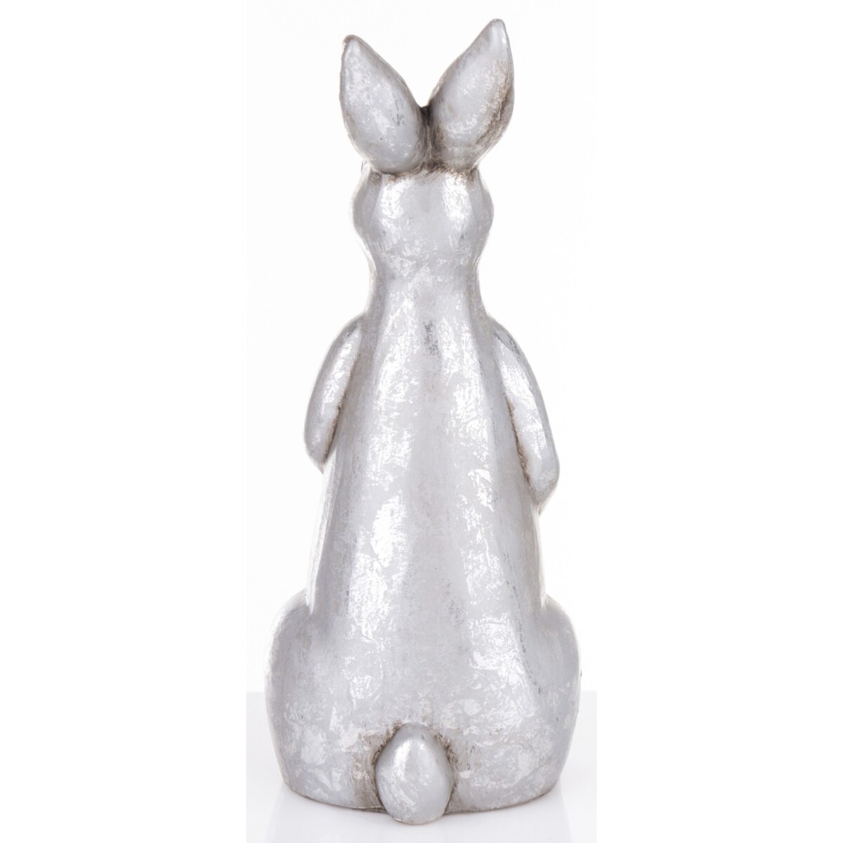 Dekoracja - ceramiczna figurka królika 32x13x13 cm srebrna