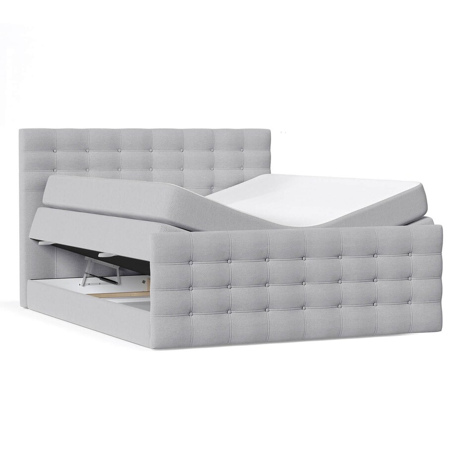 Łóżko kontynentalne STATE 180x200 z pojemnikiem, Jasny Szary, tkanina Megan 364