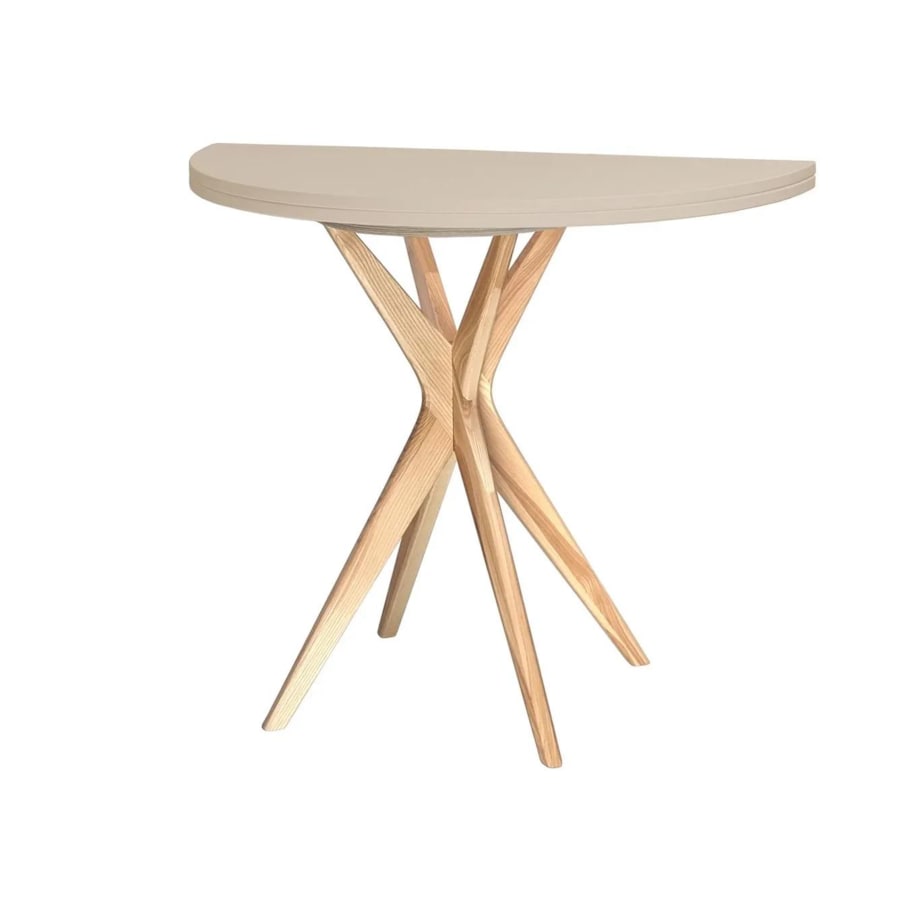 Stół półokrągły CUTTI 90x90 rozkładany cappuccino/jesion