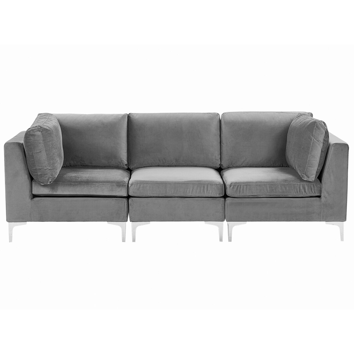 Sofa modułowa 3-osobowa welurowa szara EVJA