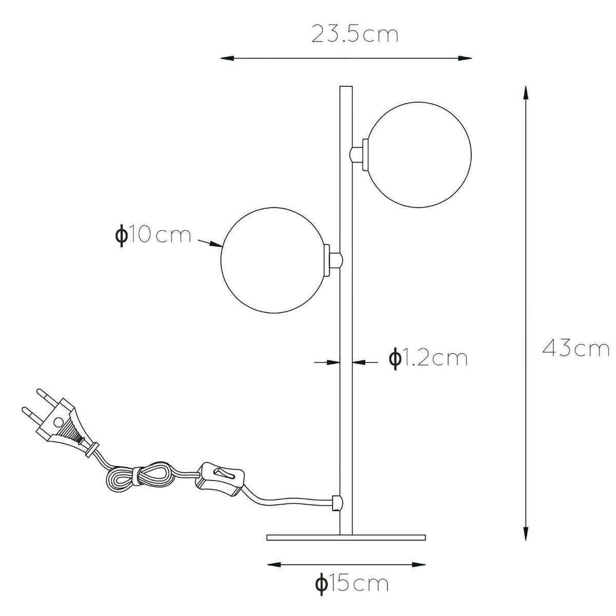 Stojąca LAMPA stołowa TYCHO 45574/02/02 Lucide loftowa LAMPKA szklane kule przydymione mosiądz