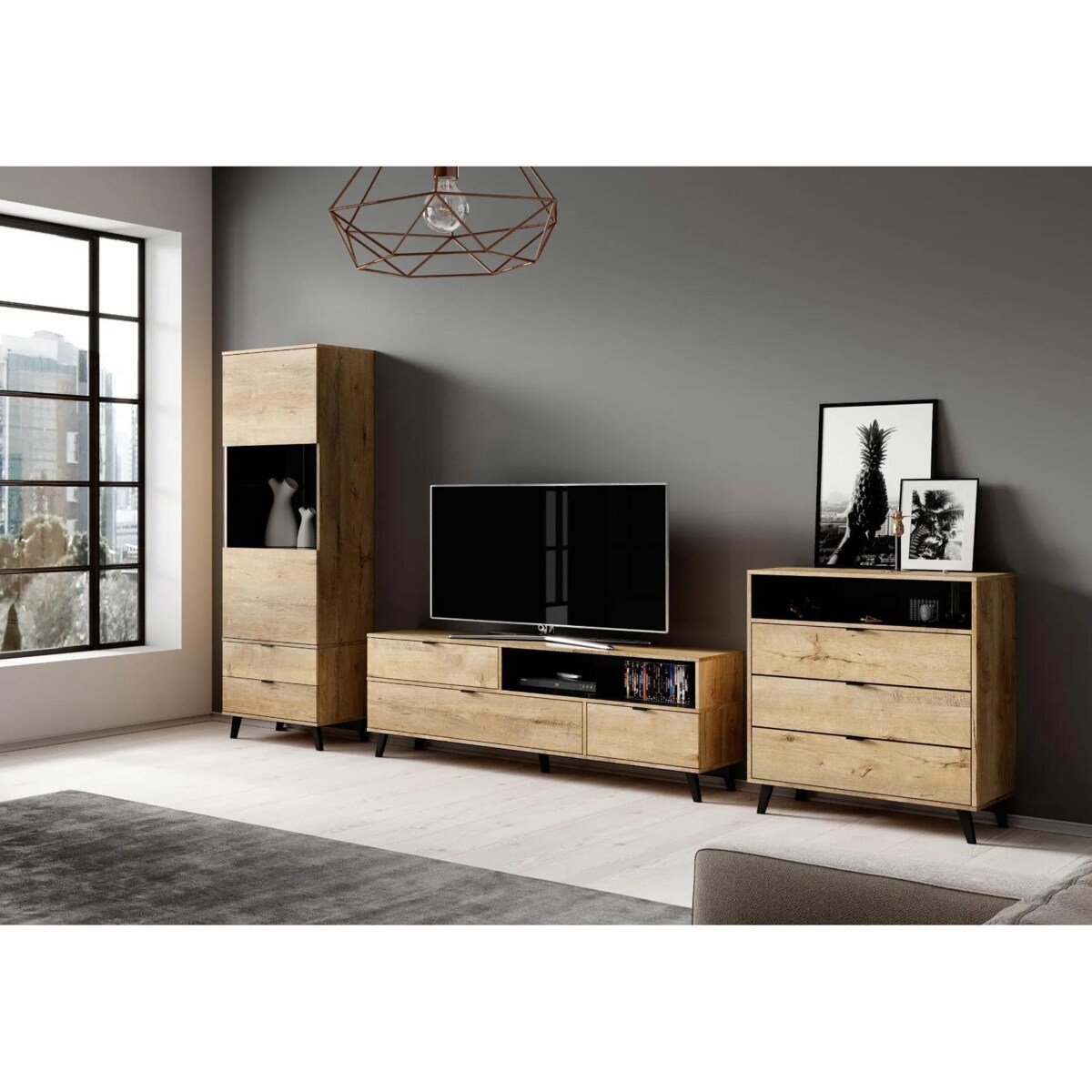 Witryna NEST W-2 dąb lefkas/czarny