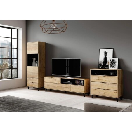 Witryna NEST W-2 dąb lefkas/czarny