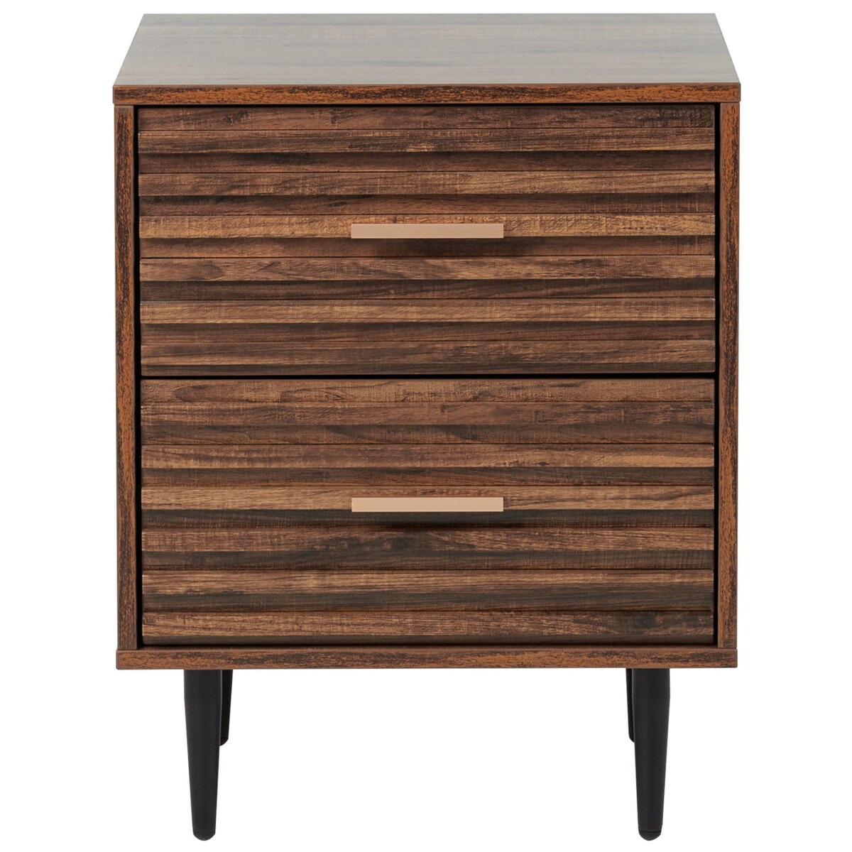 Szafka nocna 2 szuflady MDF Ciemne drewno KEITH