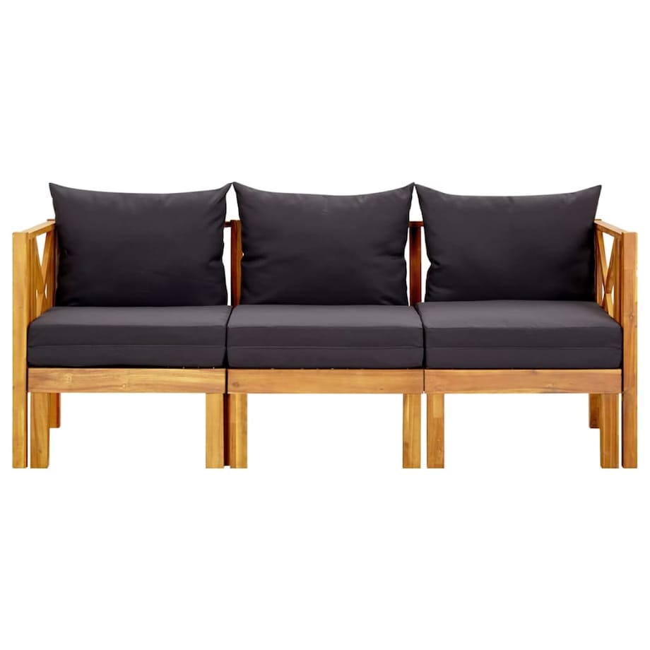 vidaXL 3-osobowa ławka ogrodowa z poduszkami, 179 cm, drewno akacjowe