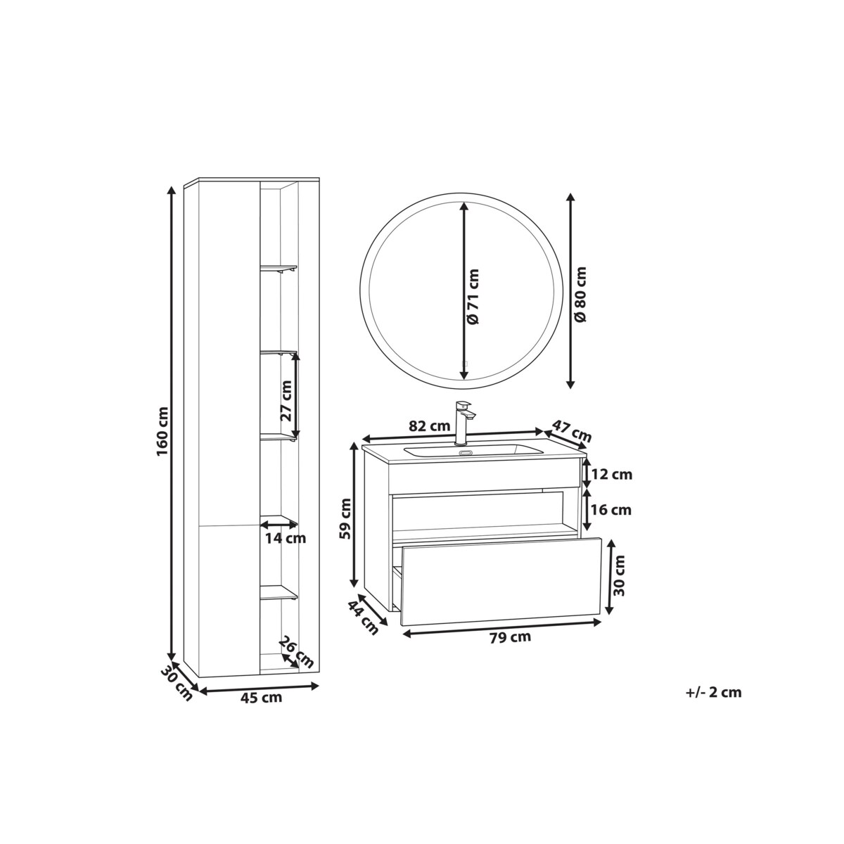 Zestaw mebli łazienkowych FIGUERES Szary