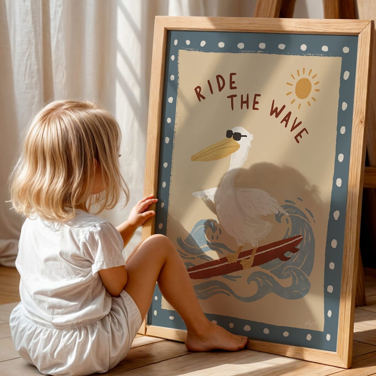 plakat pelikan na fali 70x100