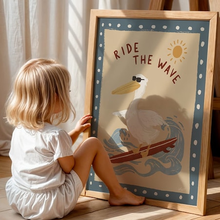 plakat pelikan na fali 70x100