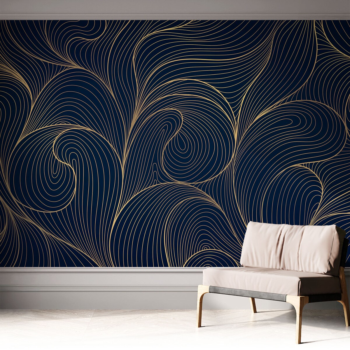 Fototapeta samoprzylepna 312x219 cm - Falisty motyw, tapeta ścienna granatowa