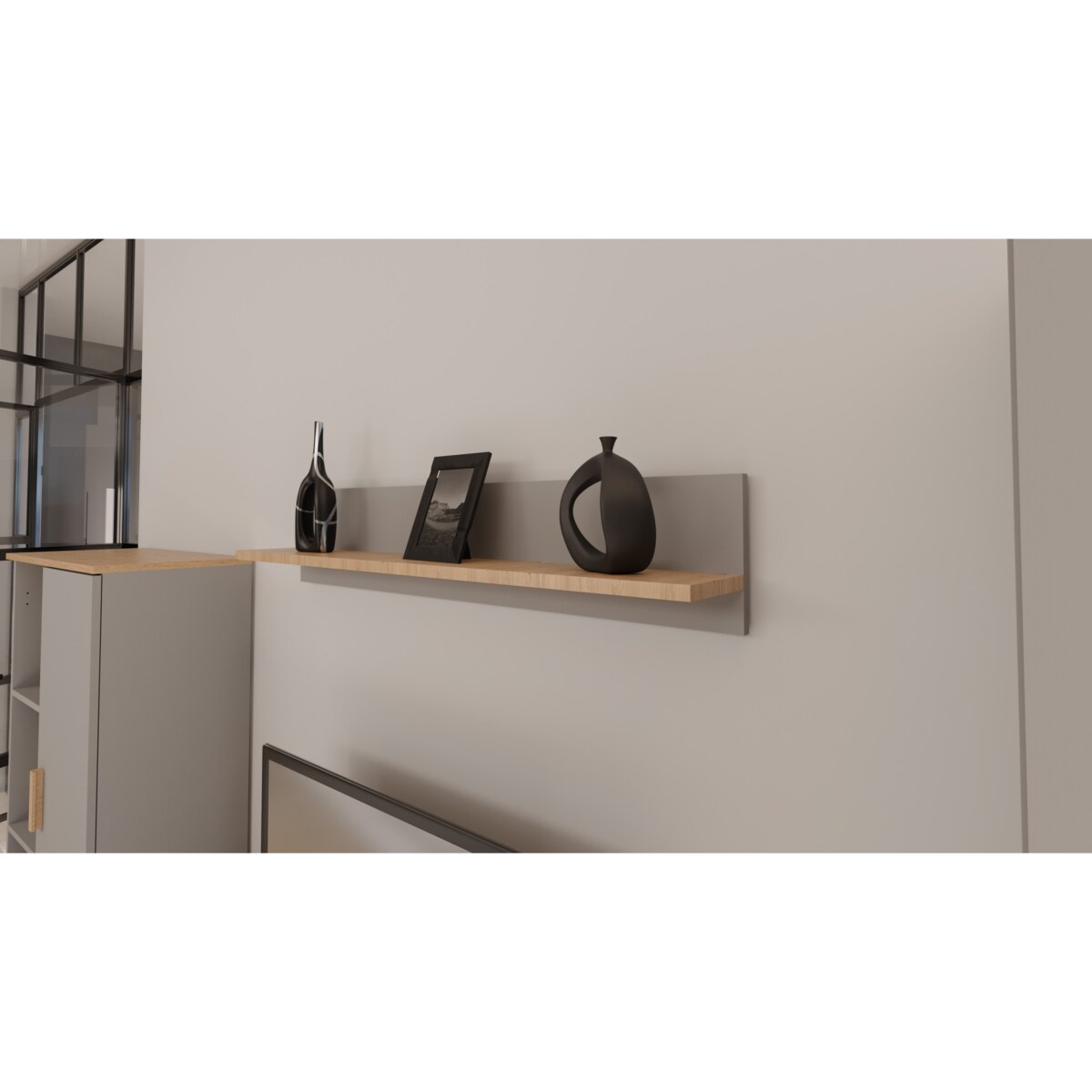 Półka ścienna Denver szary chinchilla & hikora