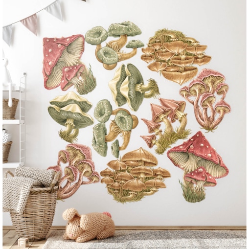 Zestaw naklejek na ścianę, Grzybowa łąka, 80cm