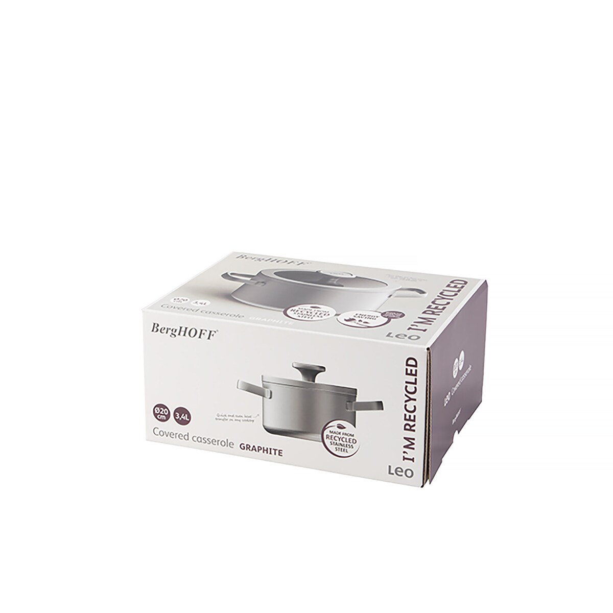 Garnek z pokrywką Graphite, stal nierdzewna z recykling 20 cm BergHOFF