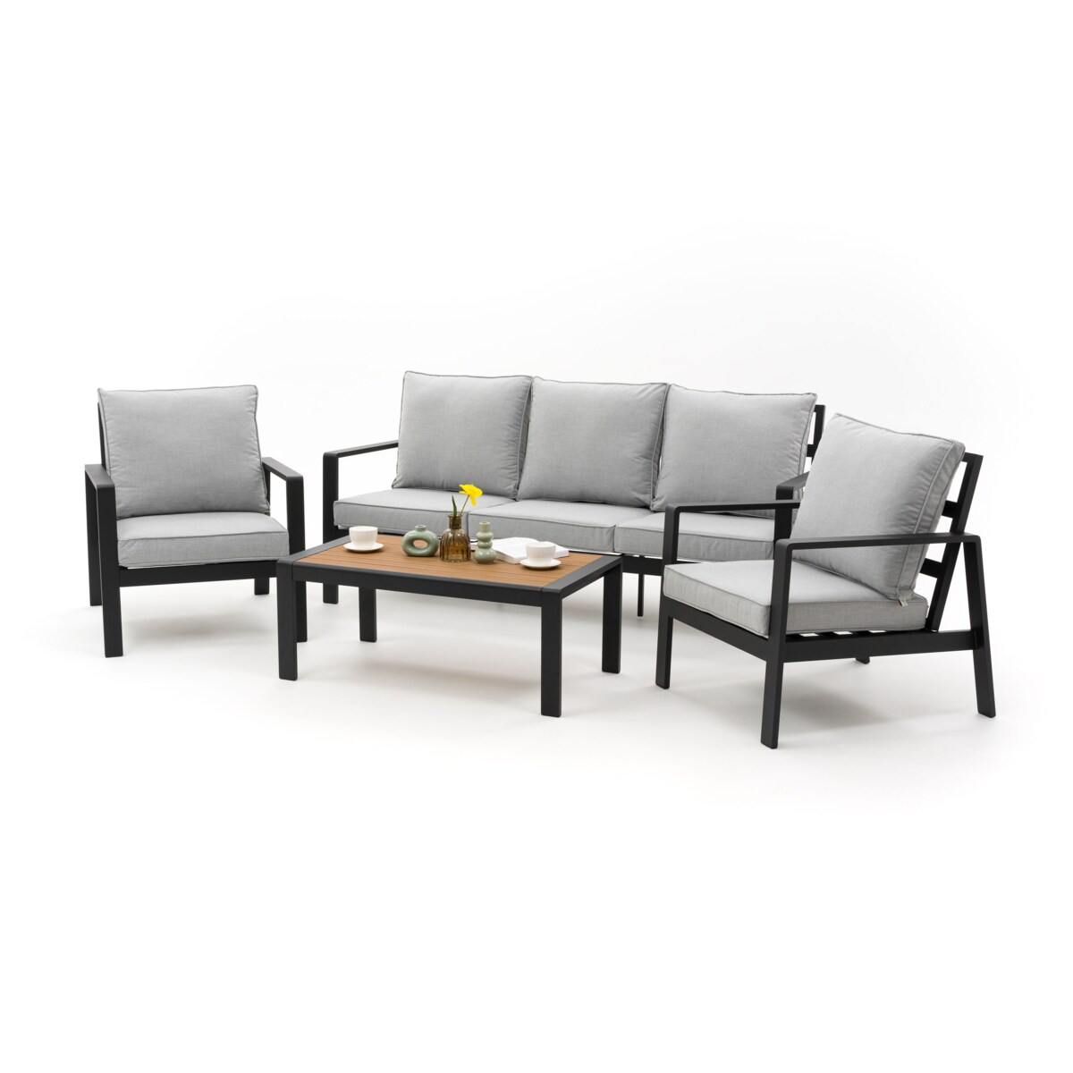 Zestaw mebli ogrodowych aluminiowe nowoczesne ATOL 5 grafitowo szare