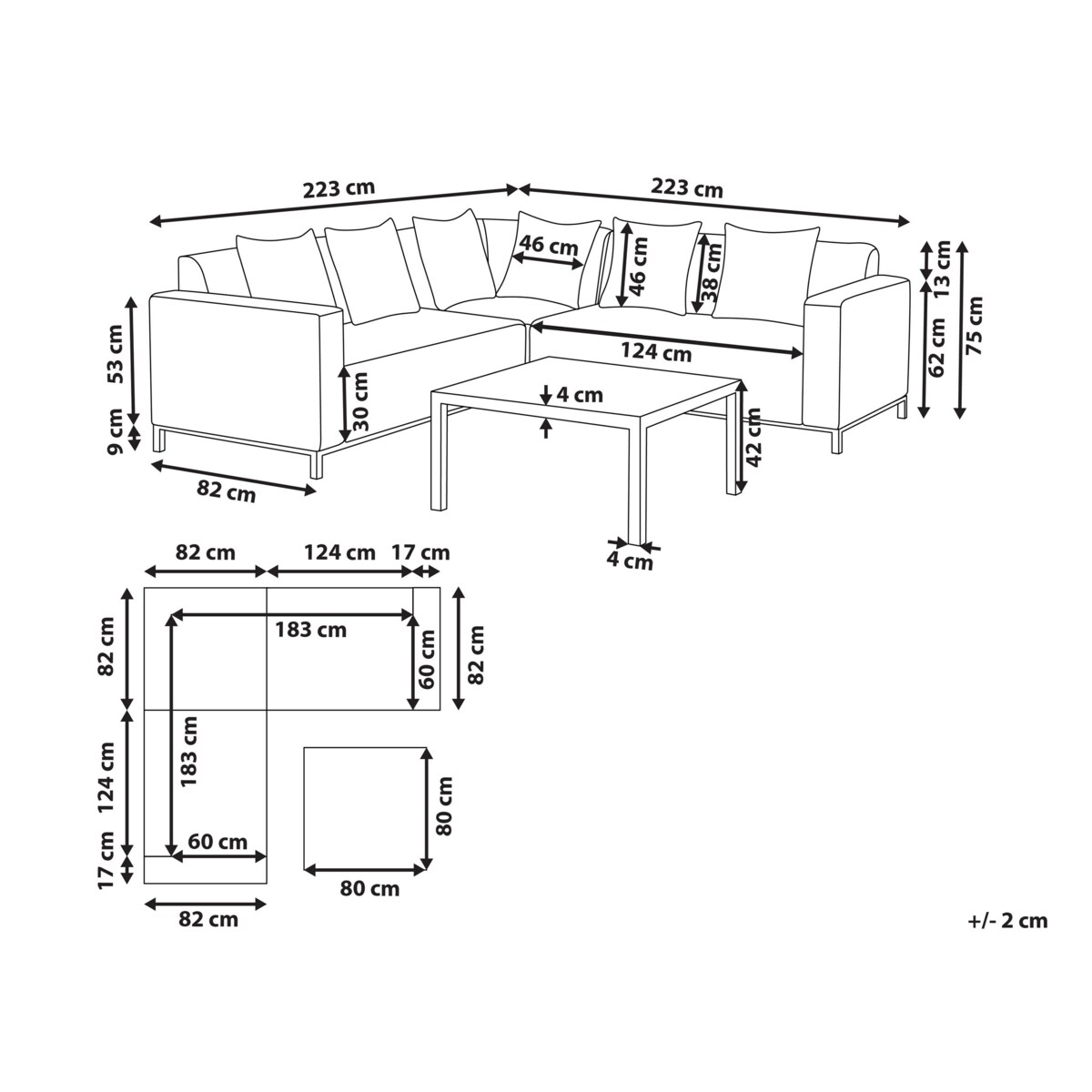 Zestaw ogrodowy tapicerowany 5-osobowy beżowoszary BELIZE