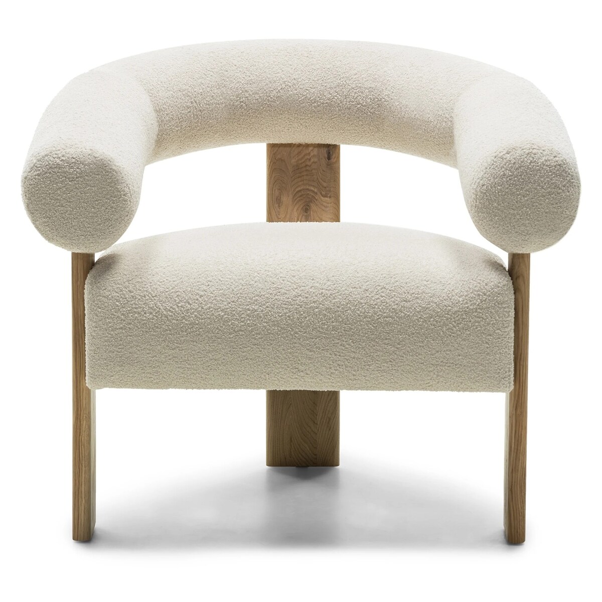 Fotel wypoczynkowy jasnobeżowy bouclé/dąb Ilady