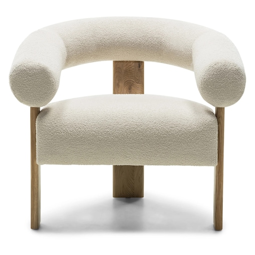 Fotel wypoczynkowy jasnobeżowy bouclé/dąb Ilady