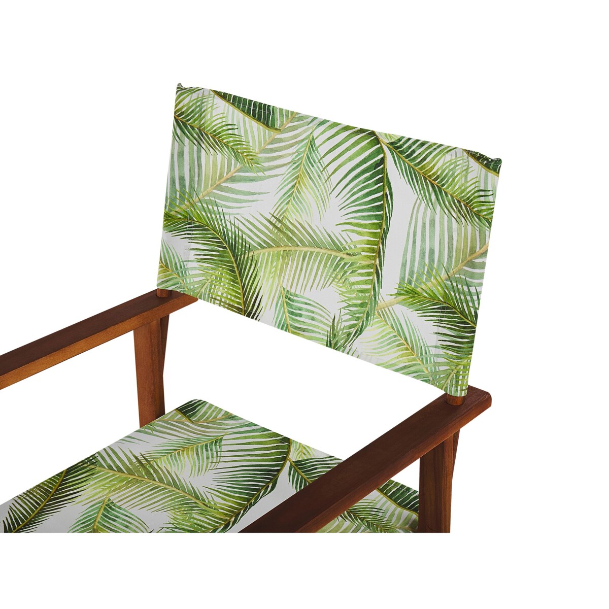 Zestaw 2 krzeseł ogrodowych akacjowy ciemne drewno z szarym / wzór w tropikalne liście CINE