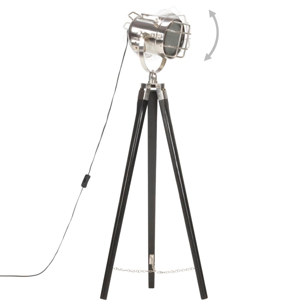 vidaXL Lampa podłogowa na trójnogu, czarna, lite drewno mango, 97 cm