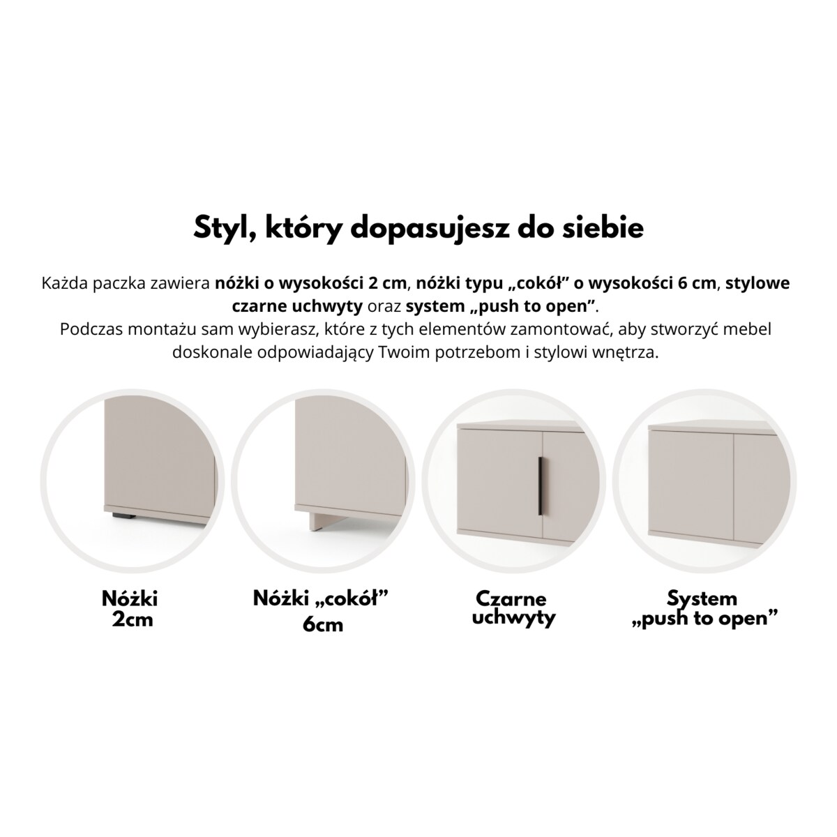 Garderoba Napoli wersja 6 z panelami Trinity 04 beż kaszmir