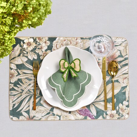 Podkładki dwustronne z motywem liści i ptaków Emerald & Mirha – komplet 4 szt.