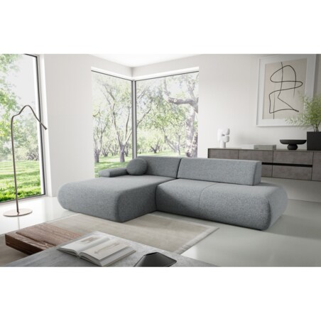 Narożnik rozkładany PENTI z pojemnikiem na pościel, lewy, ciemno-szary