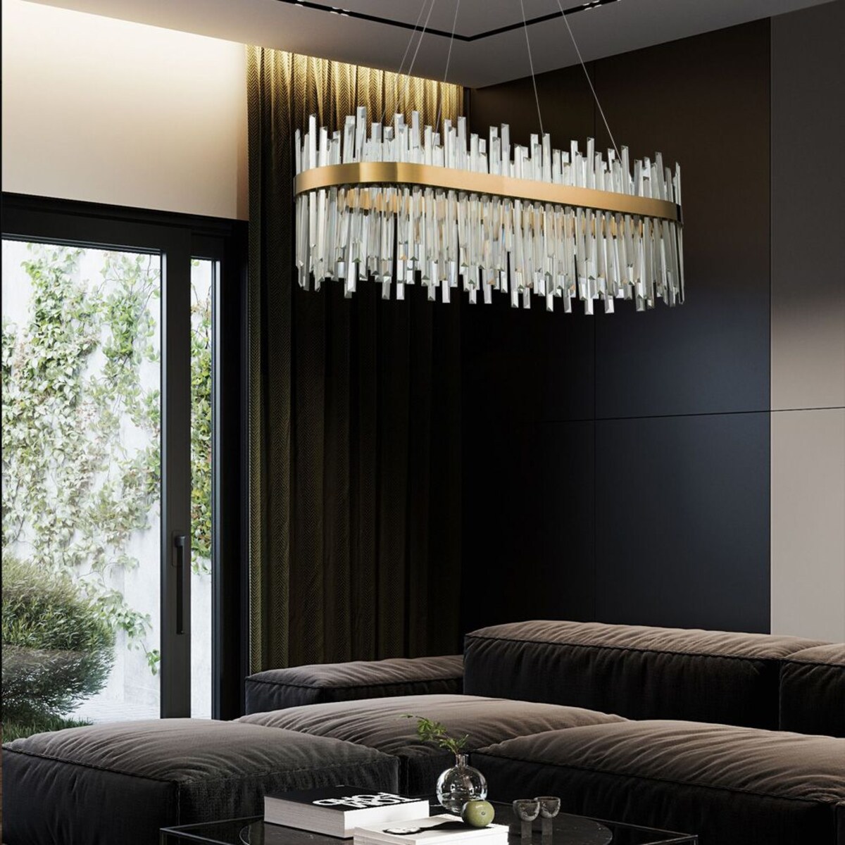 Lampa sufitowa wisząca kryształowa LED APP1513-CP80 Złota