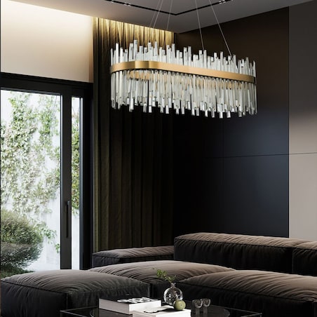 Lampa sufitowa wisząca kryształowa LED APP1513-CP80 Złota