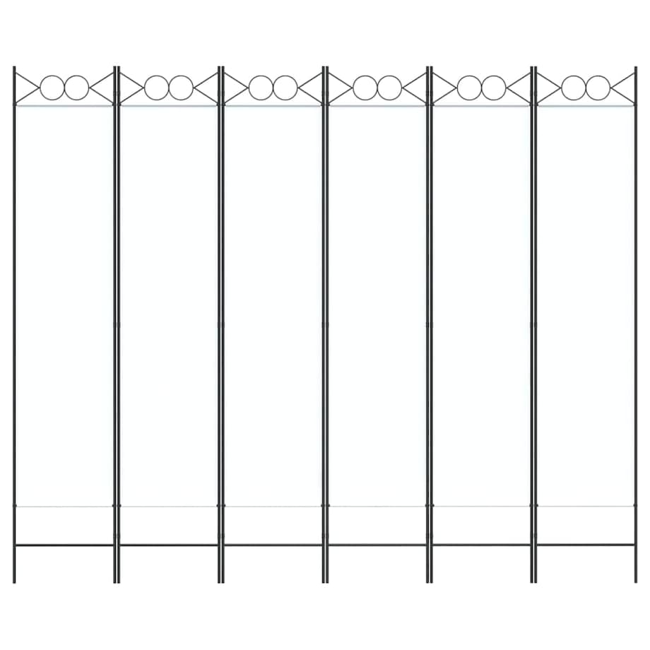 vidaXL Parawan 6-panelowy, biały, 240x200 cm, tkanina