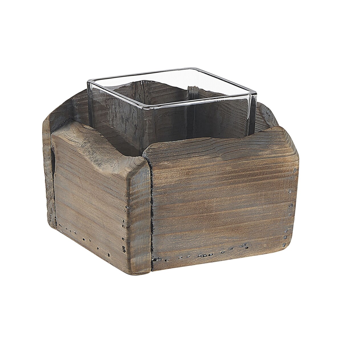 Zestaw 2 świeczników ciemne drewno PLATEROS