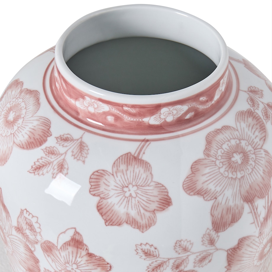Wazon z pokrywką MOGUER Porcelana 36 cm Czerwony/ biały