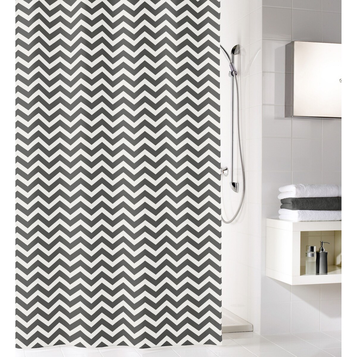 Kleine Wolke Zack Ekologiczna Zasłona prysznicowa szary 120x200 cm, PEVA bezzapachowa