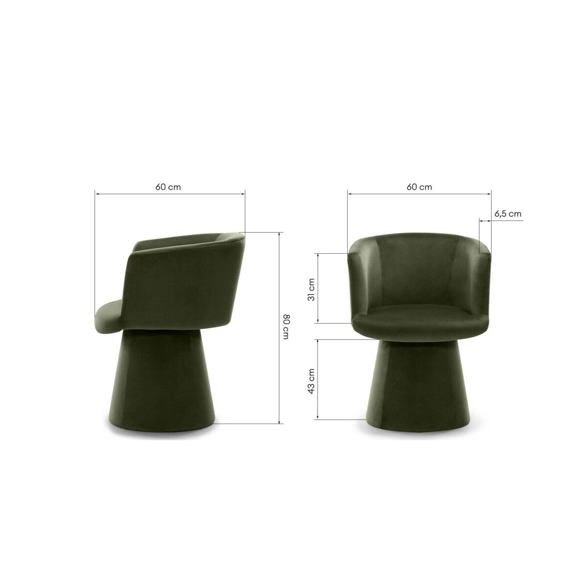 Krzesło obrotowe aksamitne oliwkowo-zielone Nalf