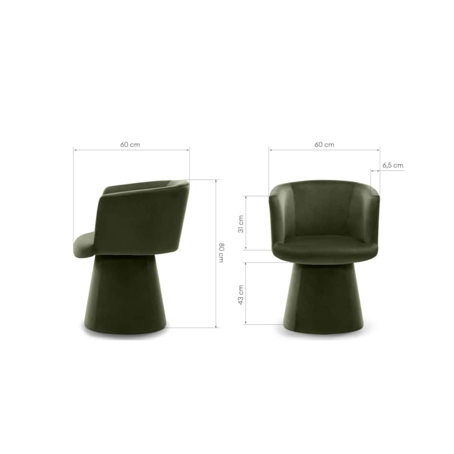 Krzesło obrotowe aksamitne oliwkowo-zielone Nalf