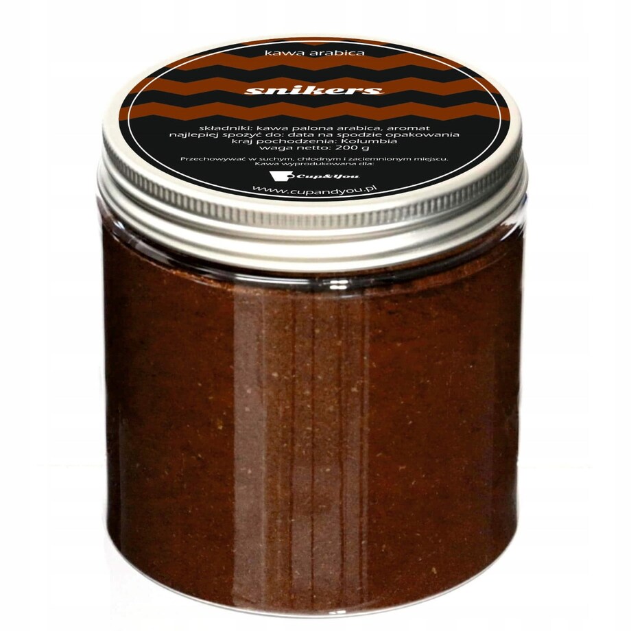 Kawa aromatyzowana o smaku Snickers mielona deserowa ARABICA Cup&You 200g na prezent upominek dla kobiety mężczyzny faceta mamy taty żony męża