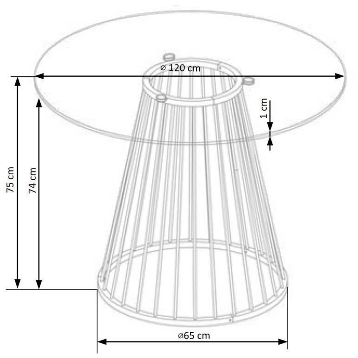 STÓŁ OKRĄGŁY Dabro 120cm SZKLANY BLAT stalowa ZŁOTA PODSTAWA