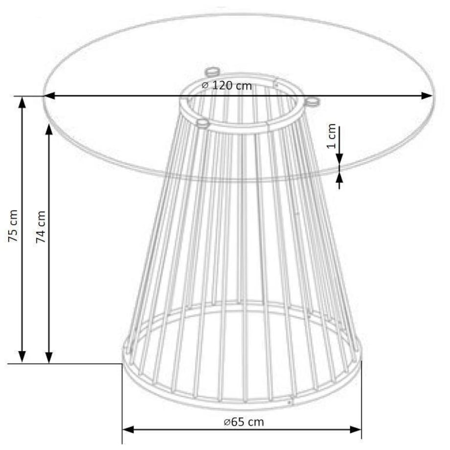 STÓŁ OKRĄGŁY Dabro 120cm SZKLANY BLAT stalowa ZŁOTA PODSTAWA