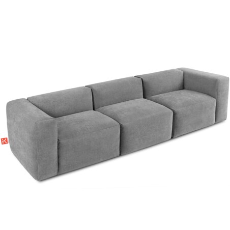 KONSIMO BUFFO 3-osobowa sofa z wyjątkowo miękkim i wygodnym siedziskiem, kolor jasny popielaty