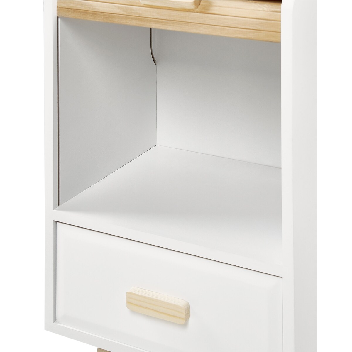 Drewniana szafka nocna biała NESIKA