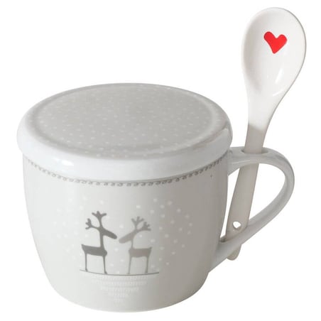 Świąteczny kubek jumbo z pokrywką i łyżeczką LOVELIES, 600 ml