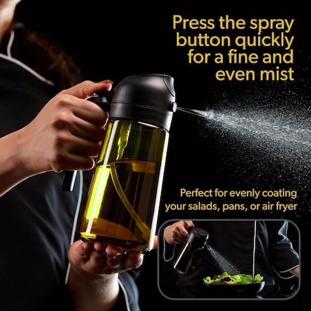 Butelka, spray do oliwy, oleju, dozownik, rozpylacz, zielony, zaciemniający 470ml POJ12