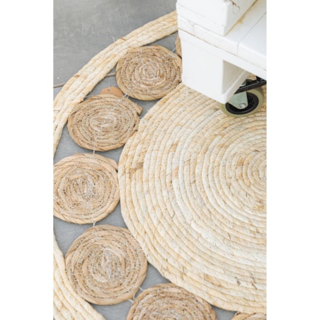 Dywan do salonu okrągły w stylu boho, Ø 80 cm, kolor brązowy, rattan