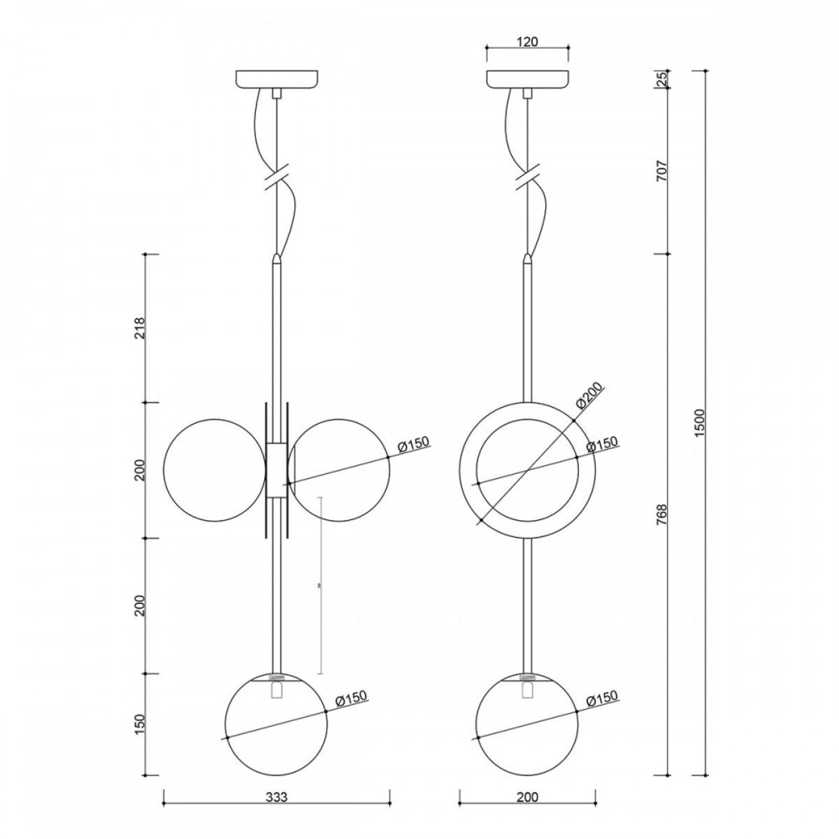 FURIKO B czarna sufitowa lampa wisząca