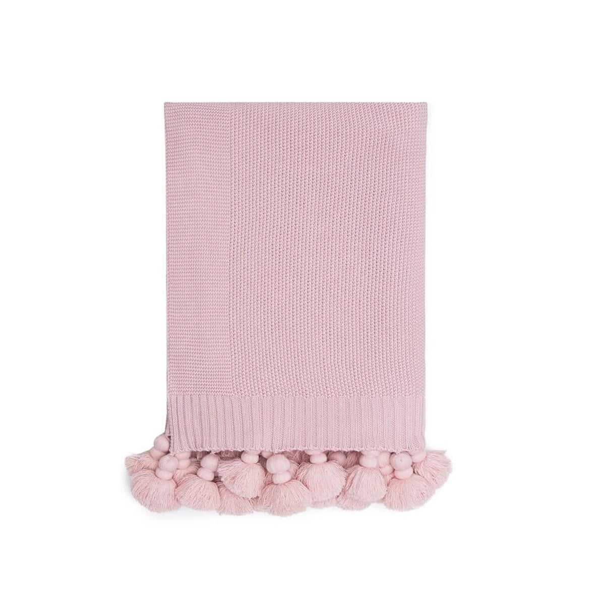 Narzuta z frędzlami pudrowy róż 155 x 240 cm