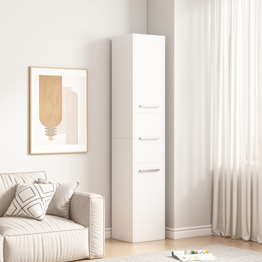 Regał Szafka Biała Nowoczesna Stojąca Słupek Wysoki Loft 3 Drzwi 170 Cm