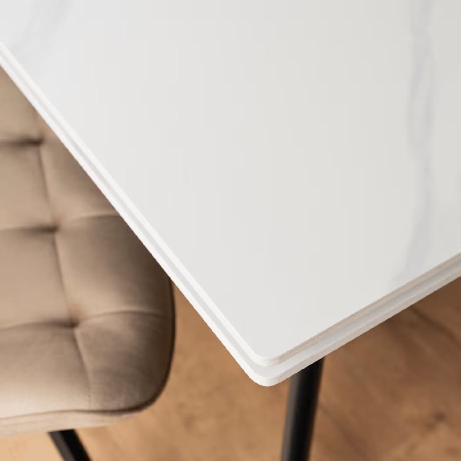 Stół ceramiczny rozkładany do jadalni biały 90-150 cm LARES