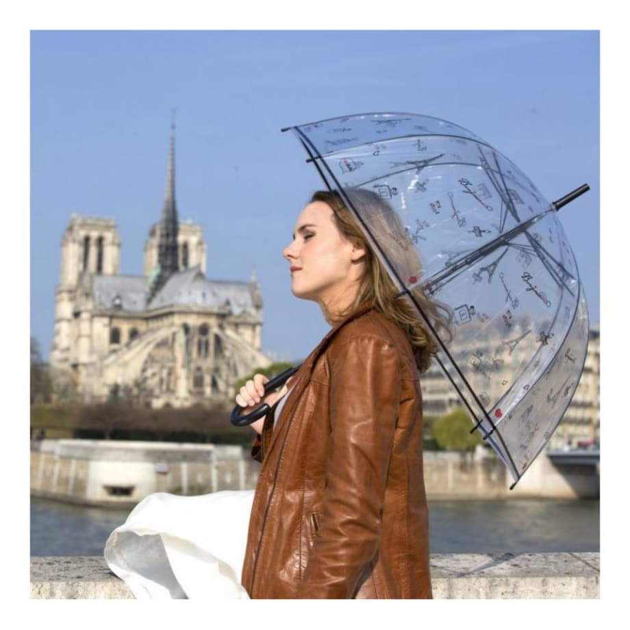 Długi parasol przezroczysty kopuła, Paris a la main